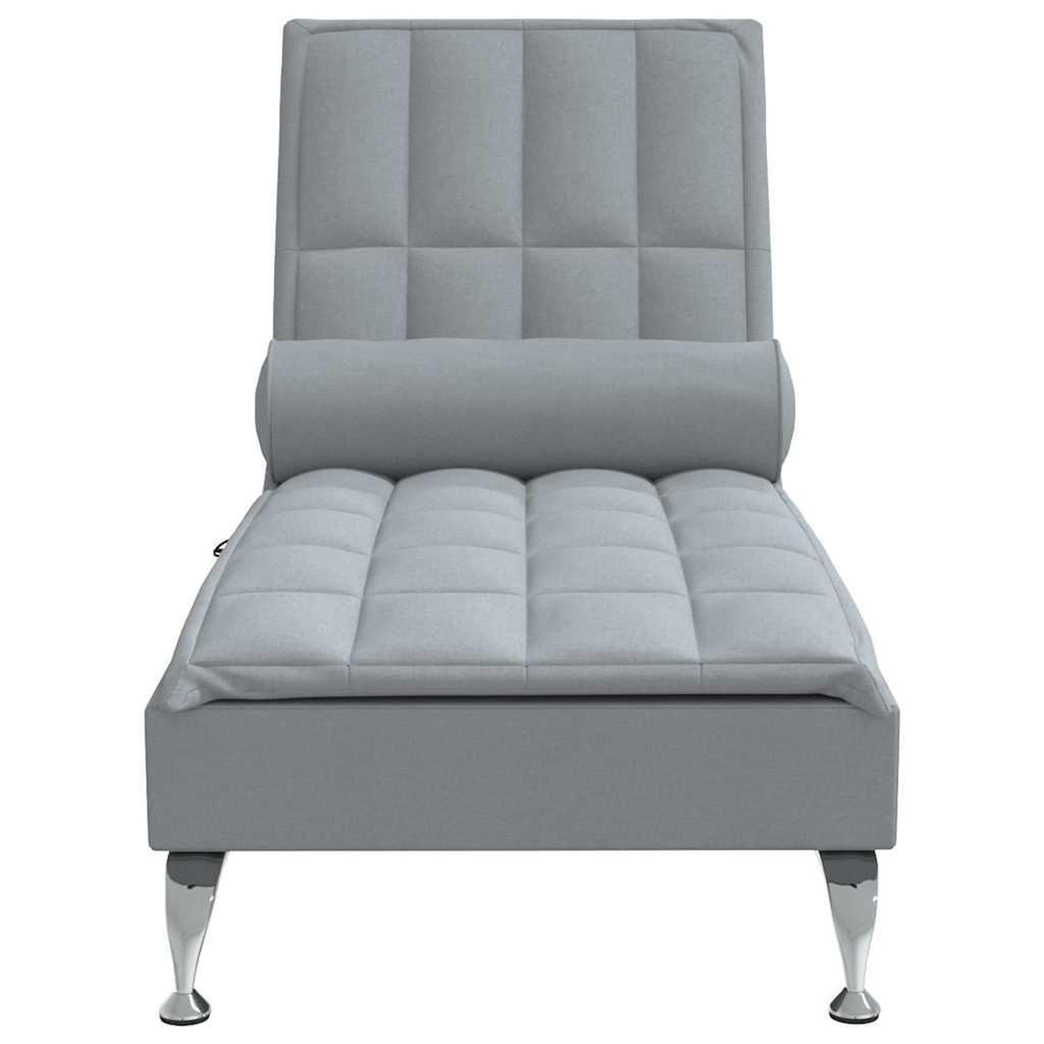 Voir la diapositive 4 : VIDAXL Chaise longue de massage avec traversin gris clair tissu