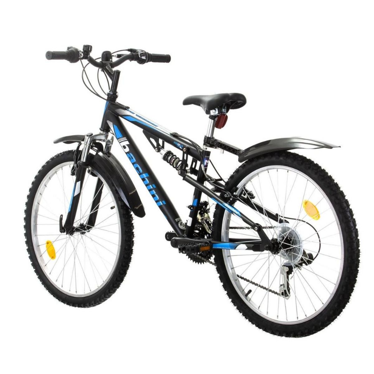 BACHINI Vélo enfant - VTT 24''  - Modèle Tout Suspendu avec transmission complète Shimano pour enfant de taille comprise entre 1.35 et 1.60m + Garde Boues offerts !