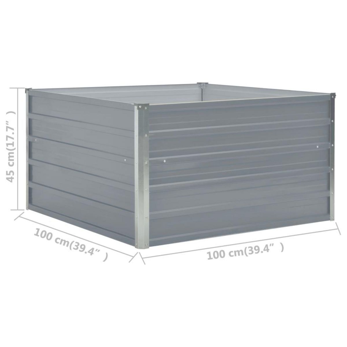 VIDAXL Jardiniere 100 x 100 x 45 cm Acier galvanise Gris
