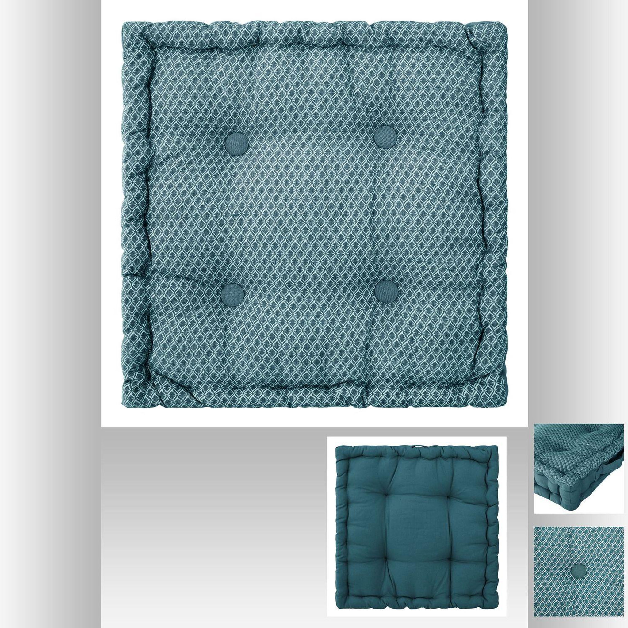 Voir la diapositive 4 : ATMOSPHERA Coussin de sol carré en coton à motif otto
