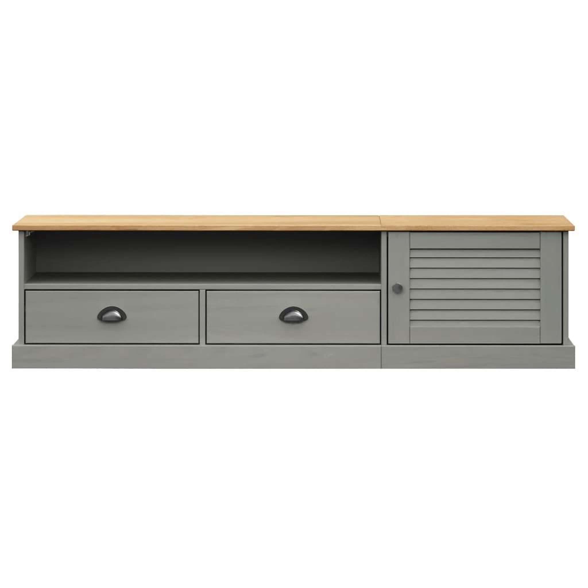 Voir la diapositive 5 : VIDAXL Meuble TV VIGO gris 156x40x40 cm bois massif de pin