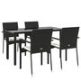 Voir la diapositive 3 : VIDAXL Ensemble a manger de jardin coussins 5pcs Noir Resine tressee