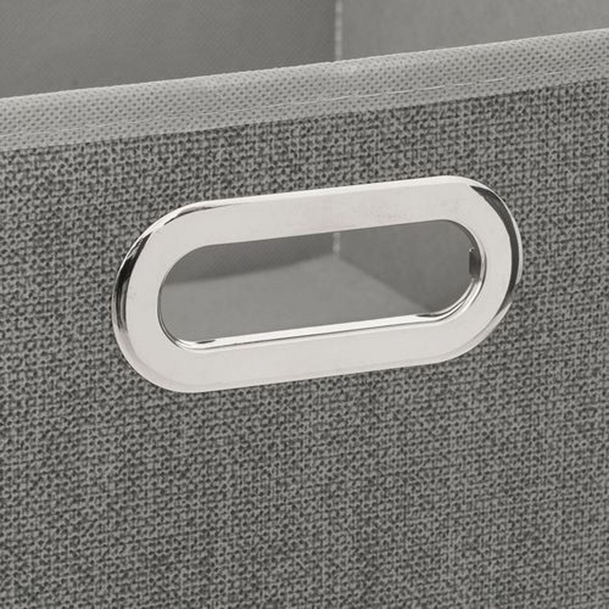 TOILINUX Lot de 2 Boites de rangement en tissu l.31 x h. 15 cm - Gris clair chiné