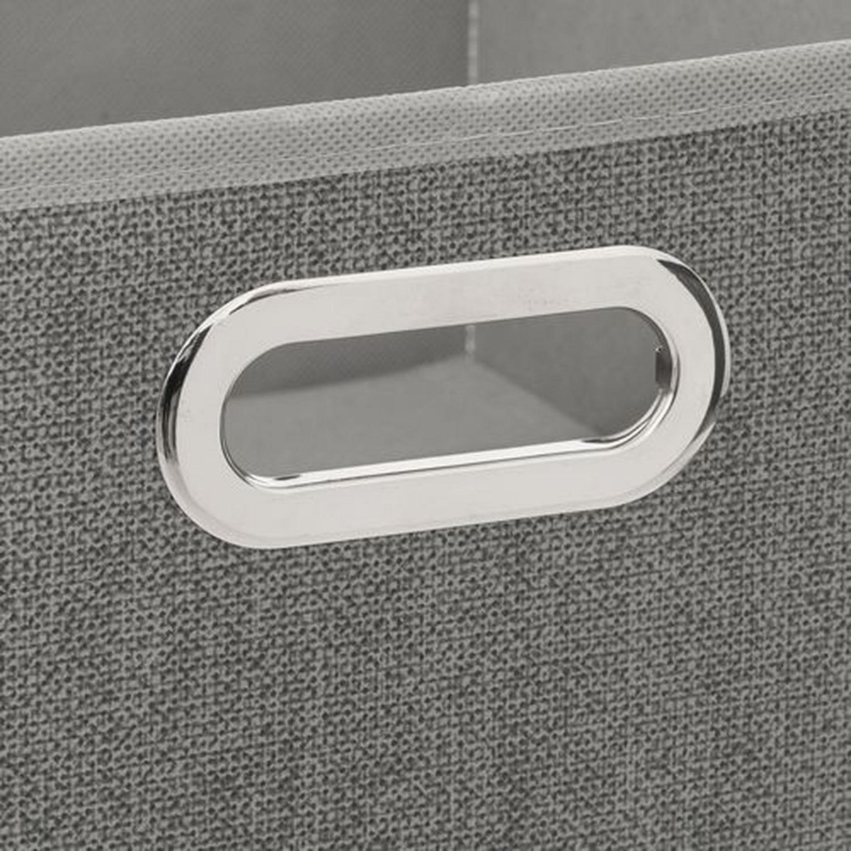 TOILINUX Lot de 2 Boites de rangement en tissu l.31 x h. 15 cm - Gris clair chiné