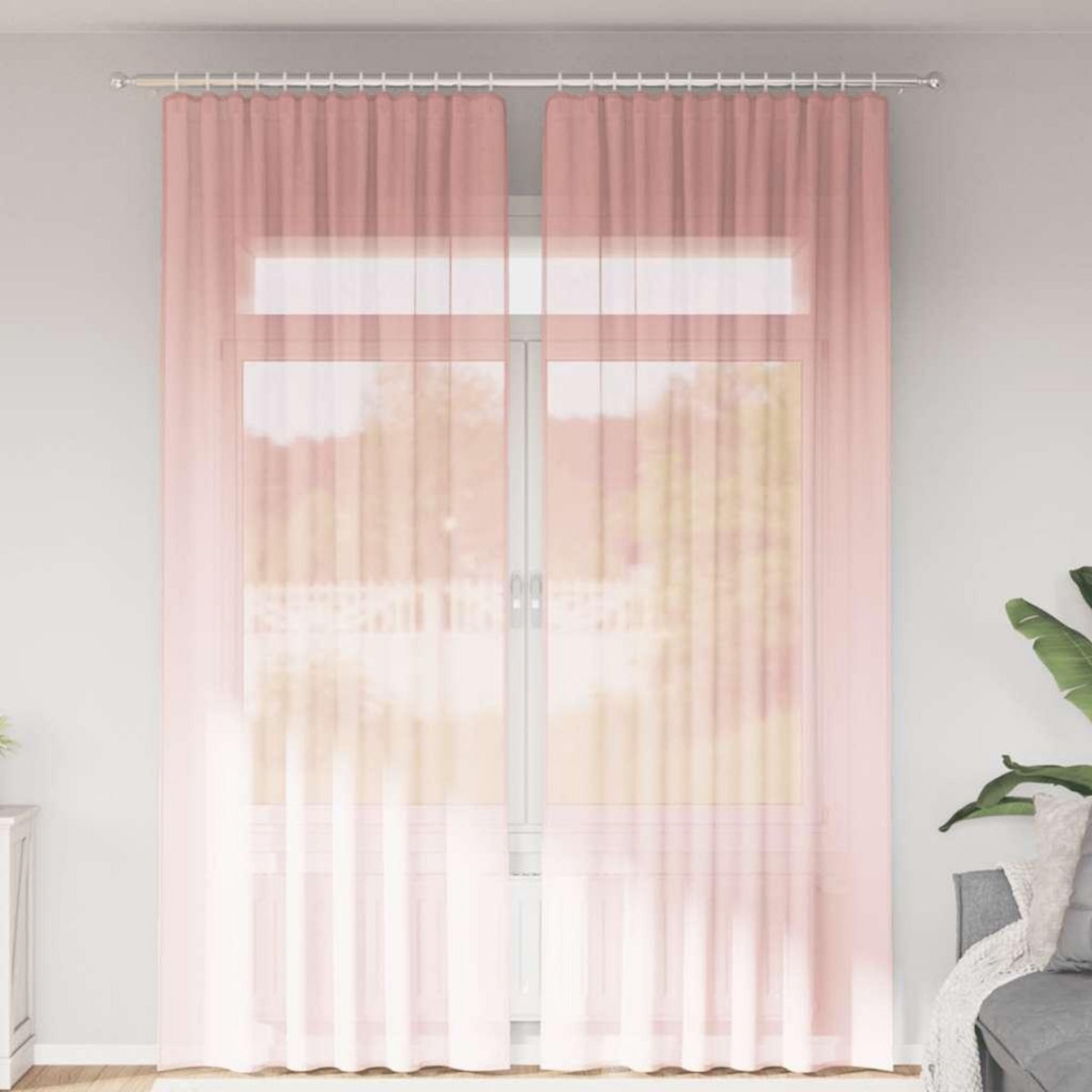 VIDAXL Rideaux en voile avec boucles 2 pcs rose 140x260 cm