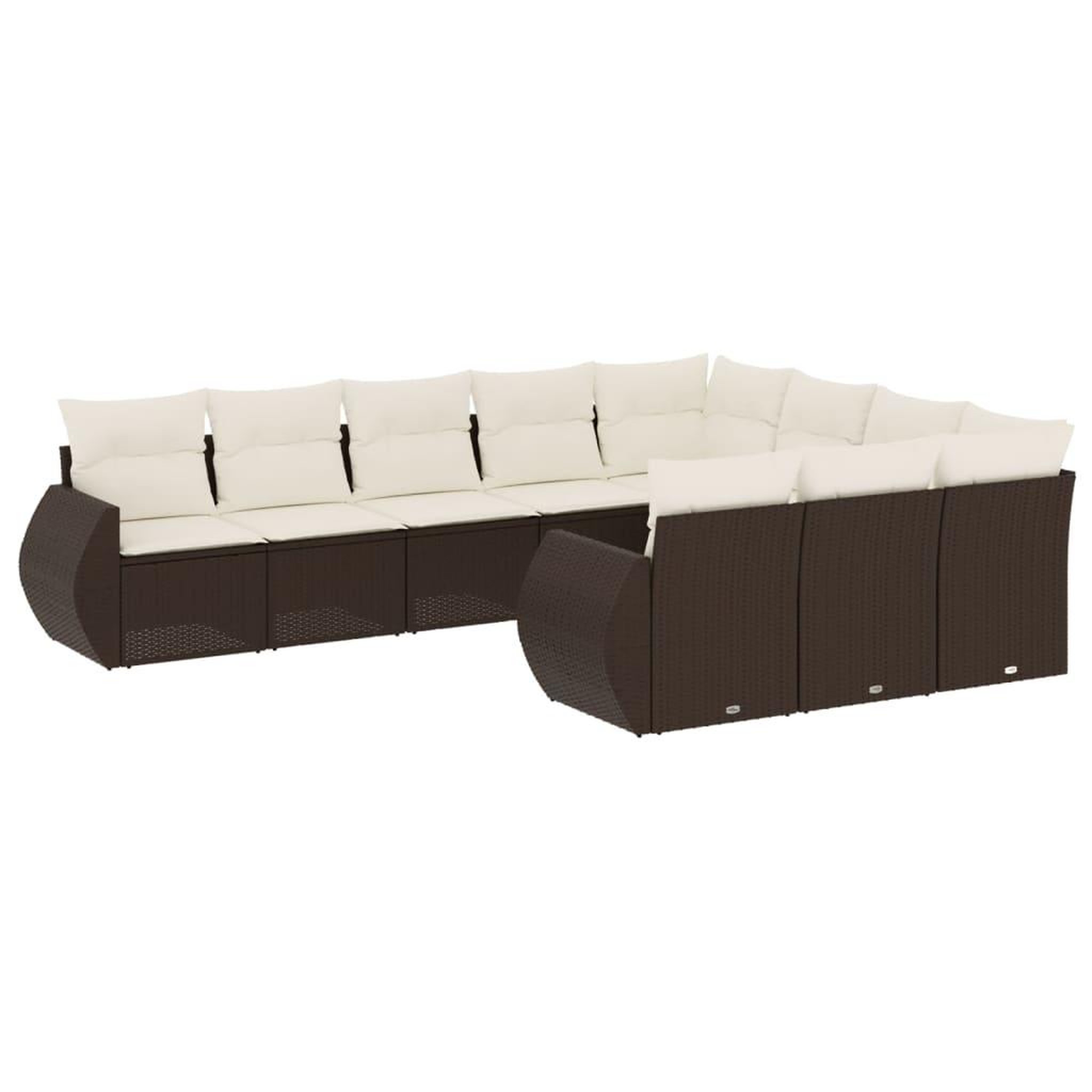 Voir la diapositive 2 : VIDAXL Salon de jardin 10 pcs avec coussins marron resine tressee