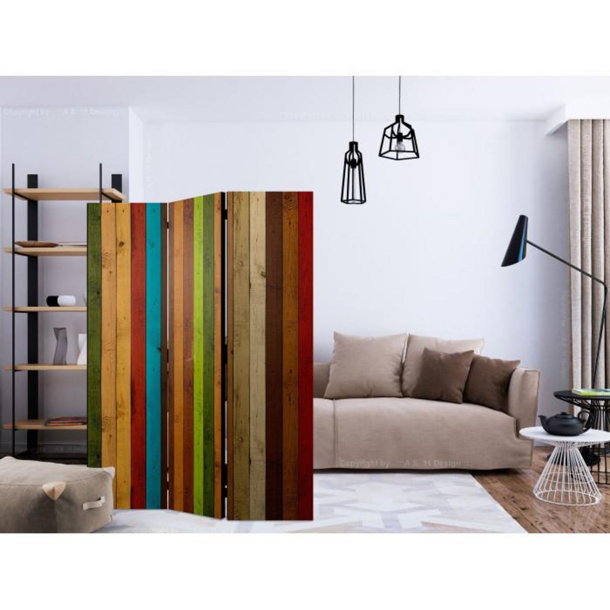 Paris Prix Paravent 3 Volets  Wooden Rainbow  135x172cm