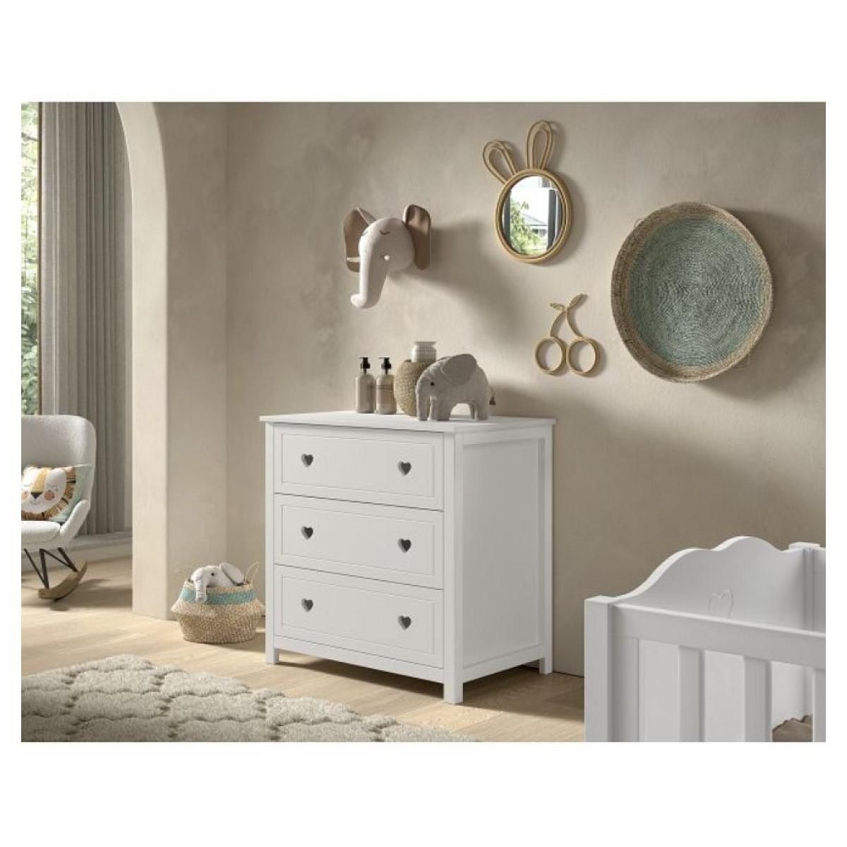 Vipack Commode AMORI 3 tiroirs blanc - Design épuré