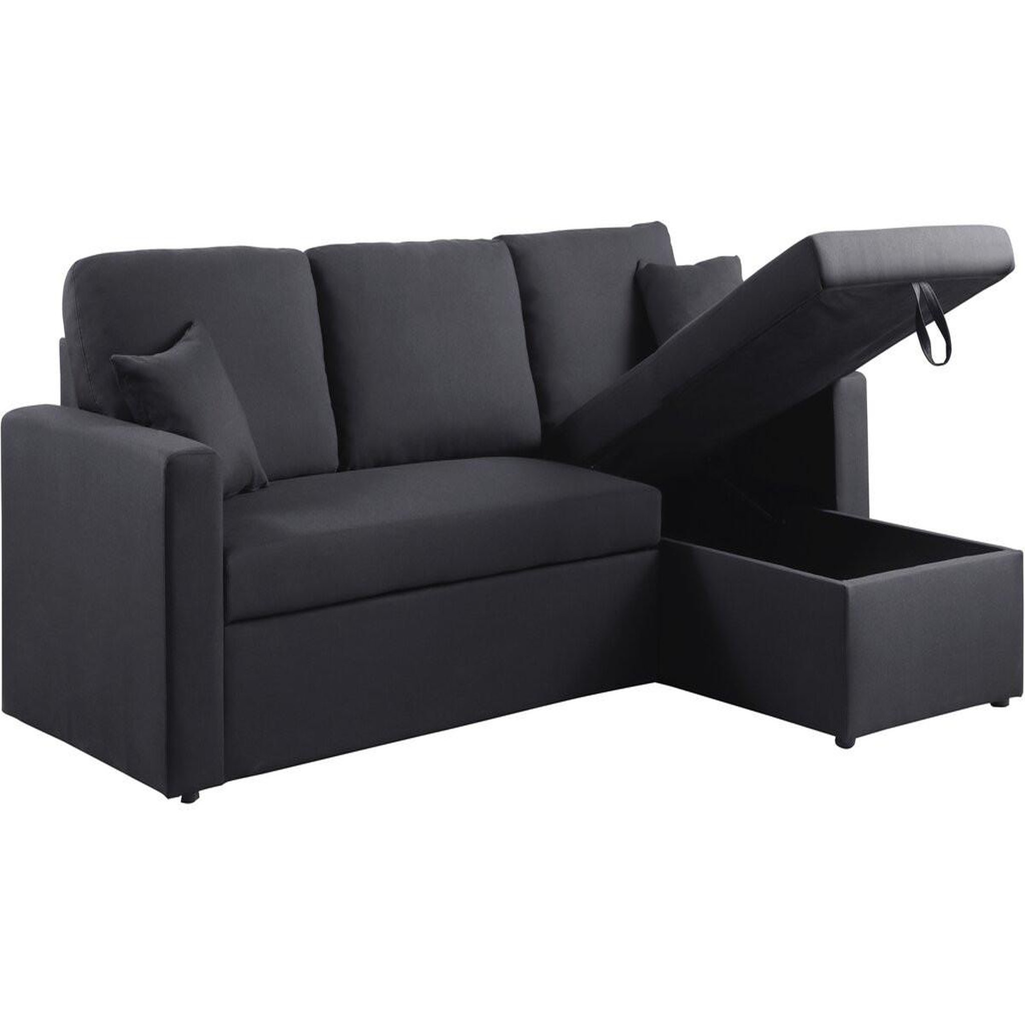 Habitat et Jardin Canapé d'angle convertible/ réversible  Alain  - 221 x 145 x 85 cm - 3 places - Noir