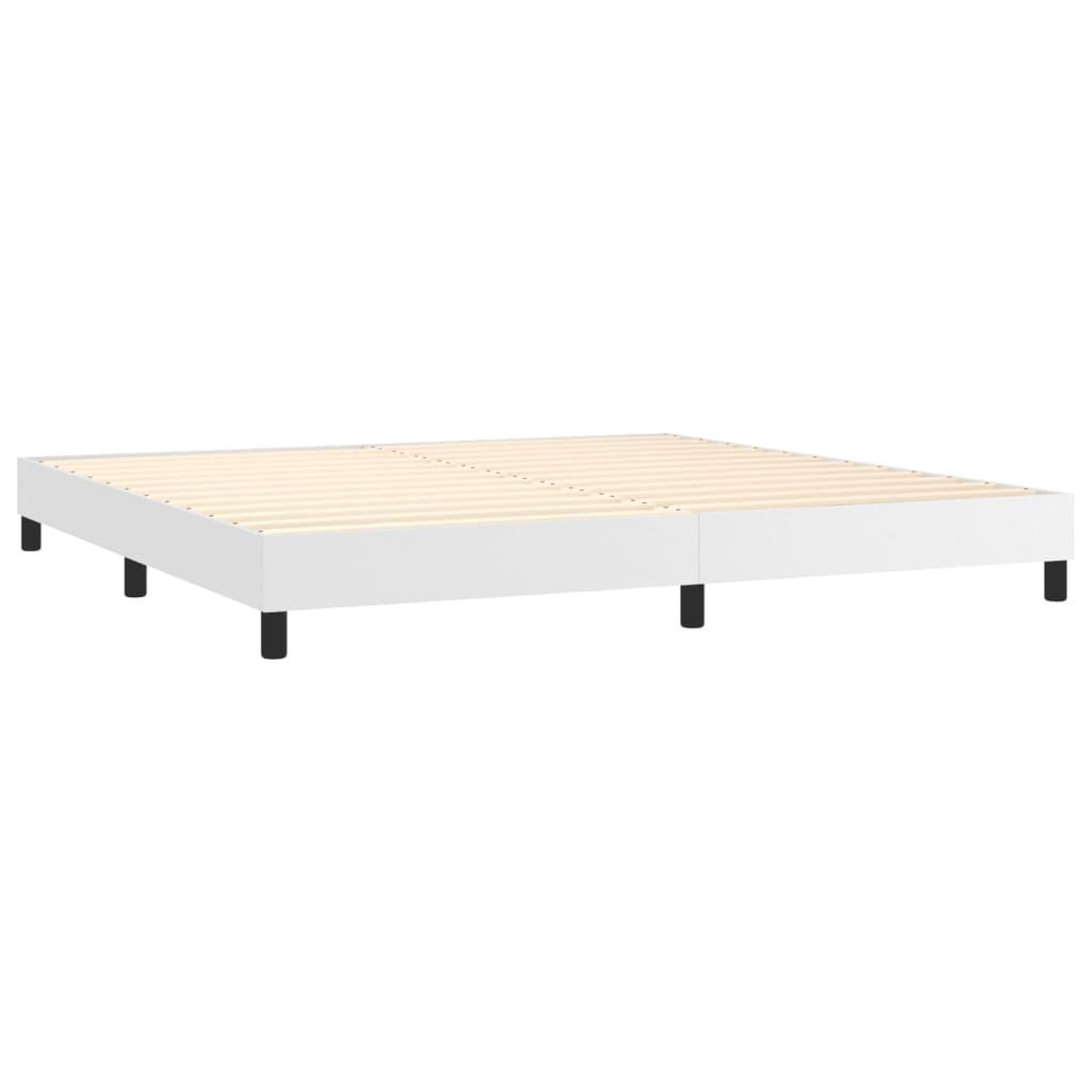 Voir la diapositive 4 : VIDAXL Sommier a lattes de lit avec matelas Blanc 200x200cm Similicuir