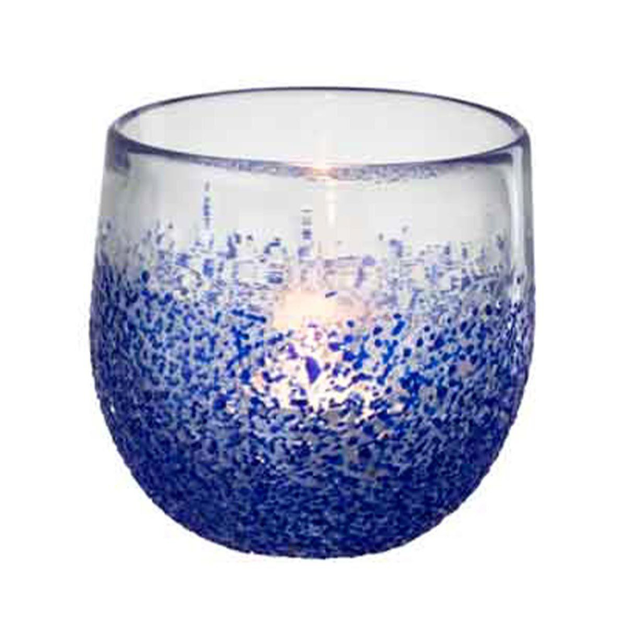 Voir la diapositive 2 : J-LINE Photophore Design en Verre  Santorini  10cm Bleu