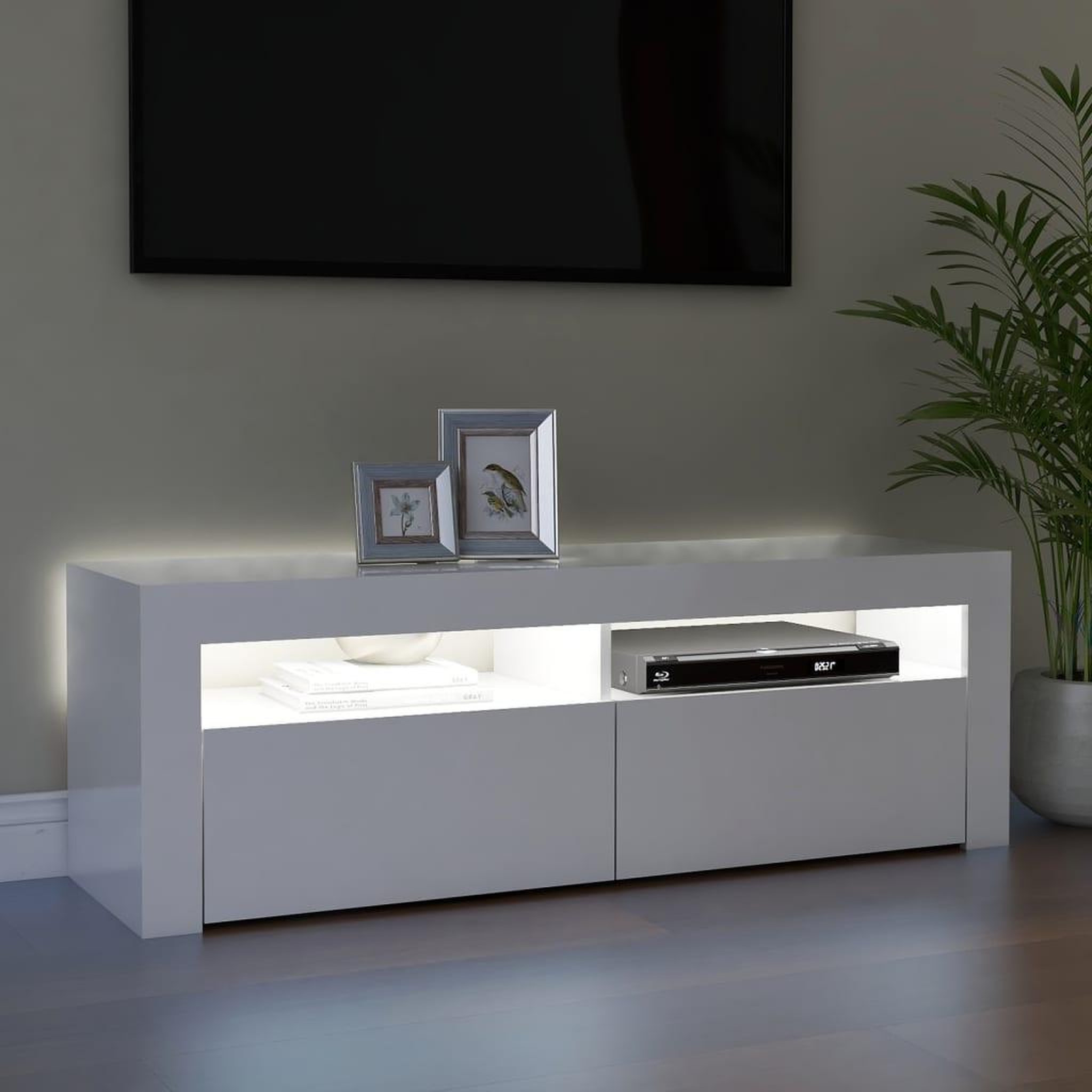 Voir la diapositive 4 : VIDAXL Meuble TV avec lumieres LED blanc brillant 120x35x40 cm