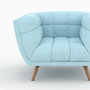 Voir la diapositive 6 : Rendez vous déco Ensemble canapé et fauteuil en tissu bleu clair 4 places-Carmen