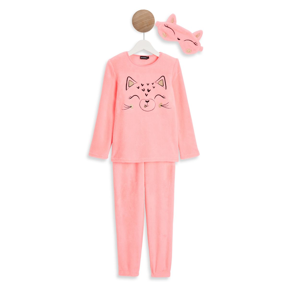 INEXTENSO Pyjama chat rose fille avec masque 