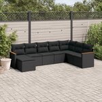 VIDAXL Salon de jardin 8 pcs avec coussins noir resine tressee