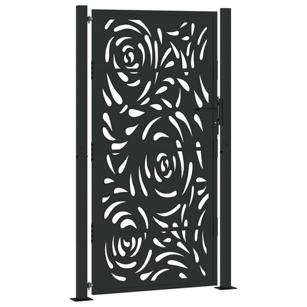 VIDAXL Portail de jardin noir 105x180 cm acier conception de flamme