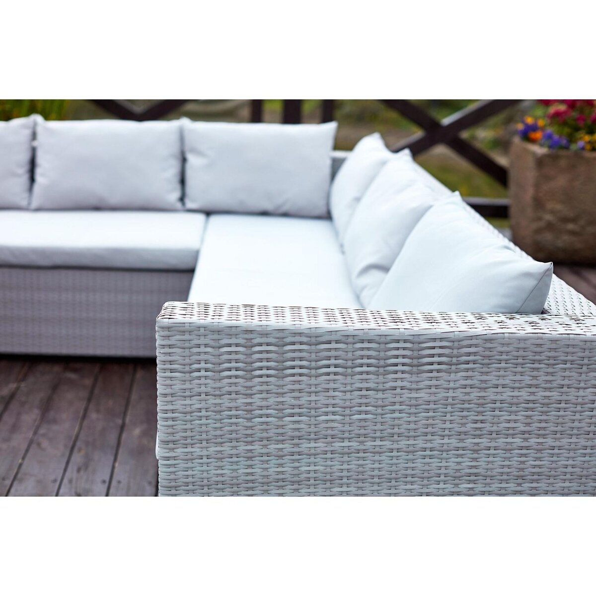 CONCEPT USINE Salon de jardin encastrable 10 places en résine gris-gris FIDJI