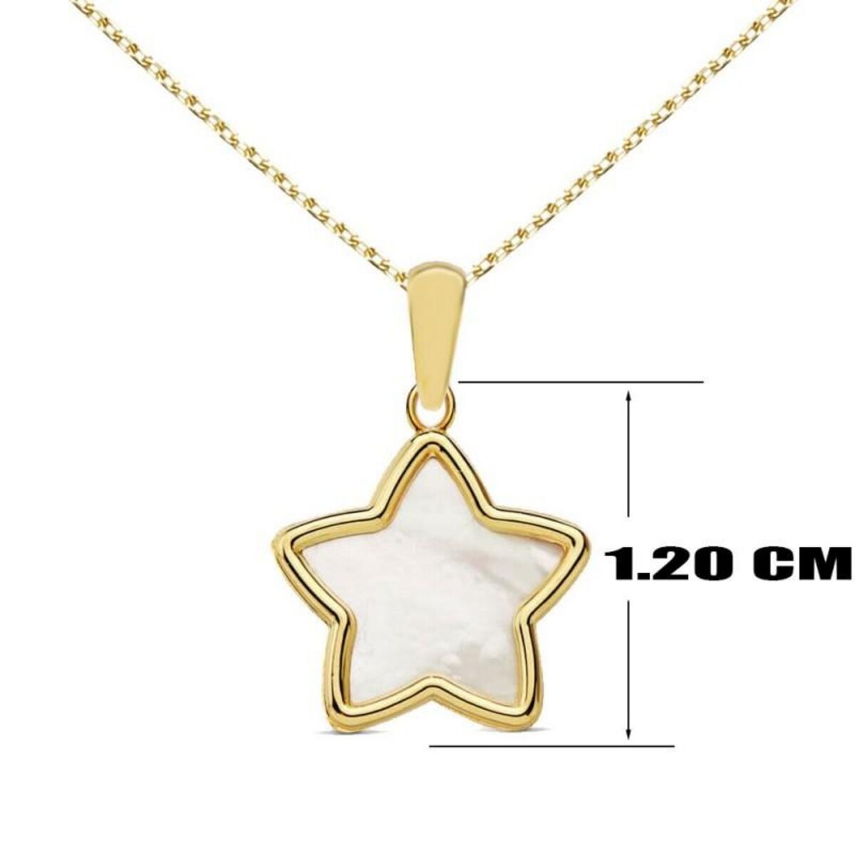 L'ATELIER D'AZUR Collier - Pendentif Etoile Or 18 Carats 750/000 Jaune et Nacre - Chaine Dorée