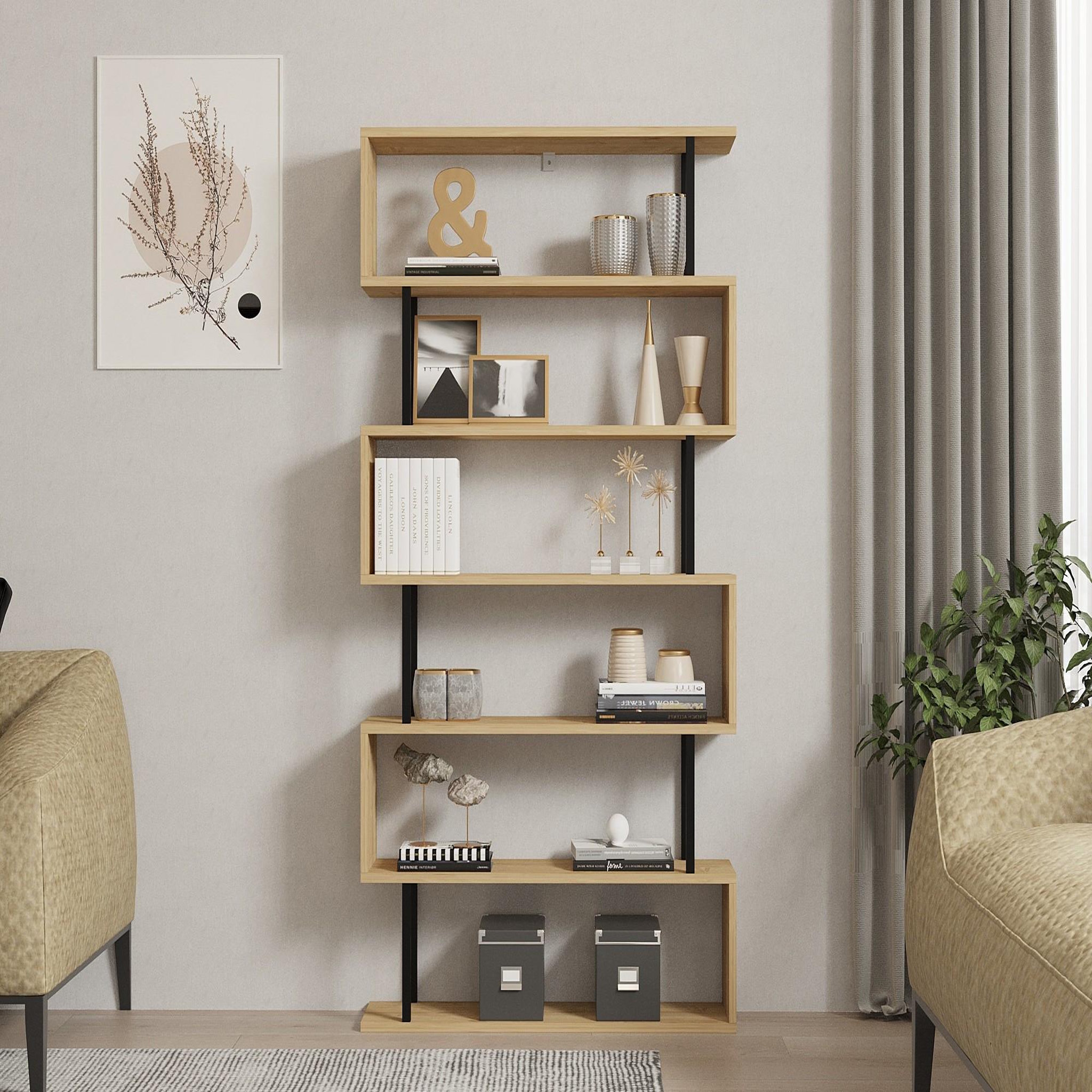 Voir la diapositive 3 : Habitat et Jardin Bibliothèque en bois  hector  - 90 x 22 x 162 cm - saphir