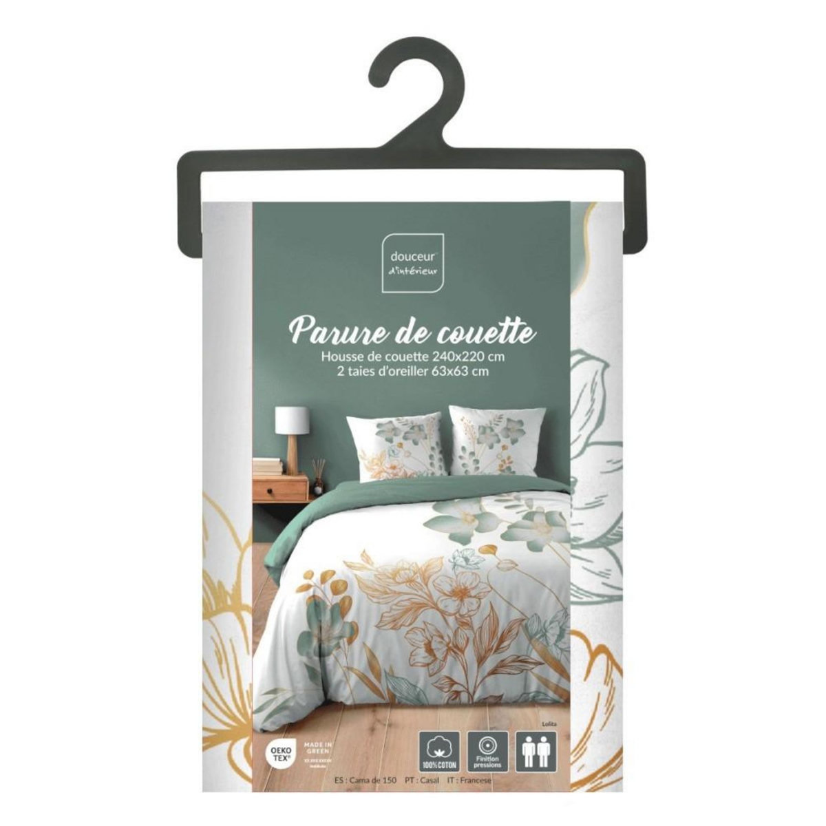 Douceur d'Intérieur Housse de couette 240x220 + 2 taies LOLITA 100% coton