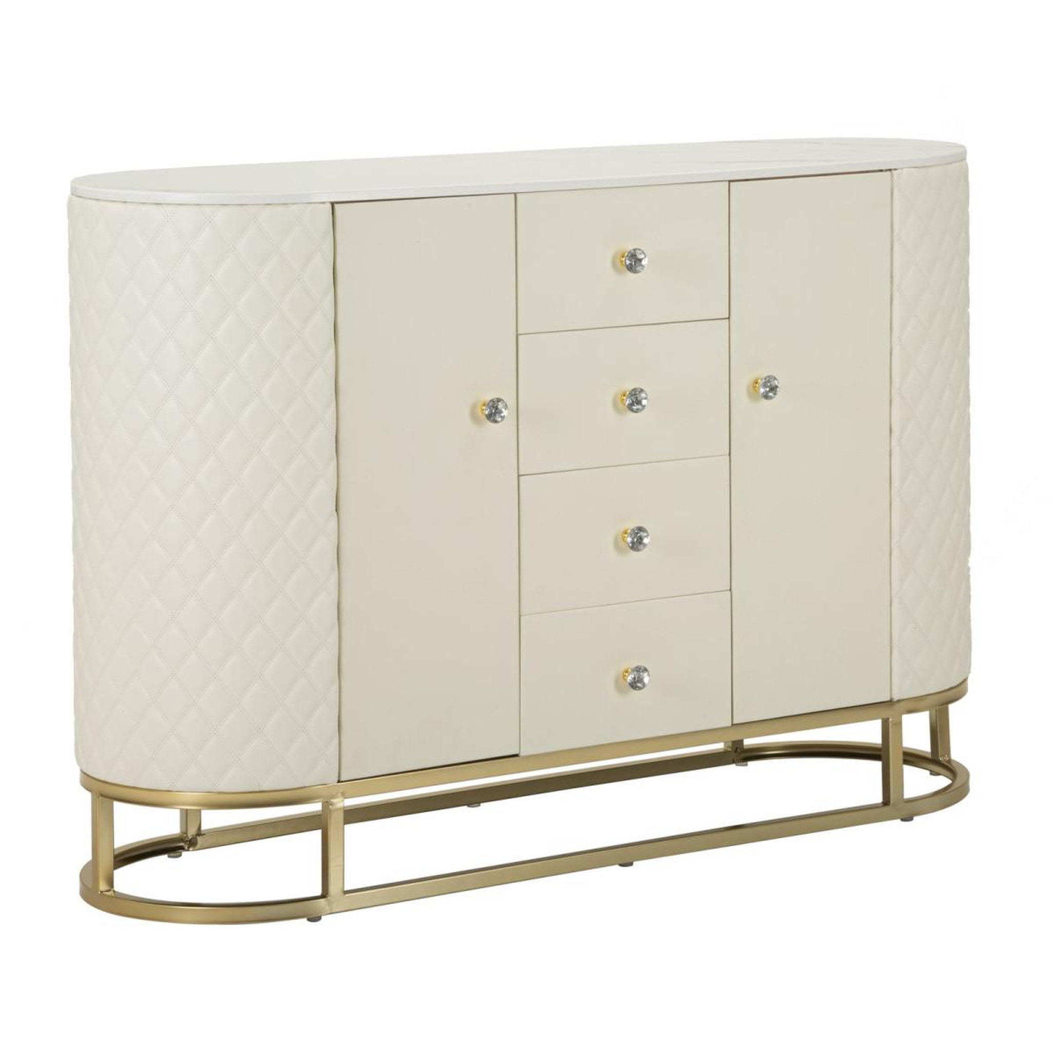 Paris Prix Buffet design effet marbre  sharon  120cm blanc & or