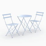 Rendez vous déco Table ronde et chaises de jardin pliantes 2 places en métal bleu-Kayla