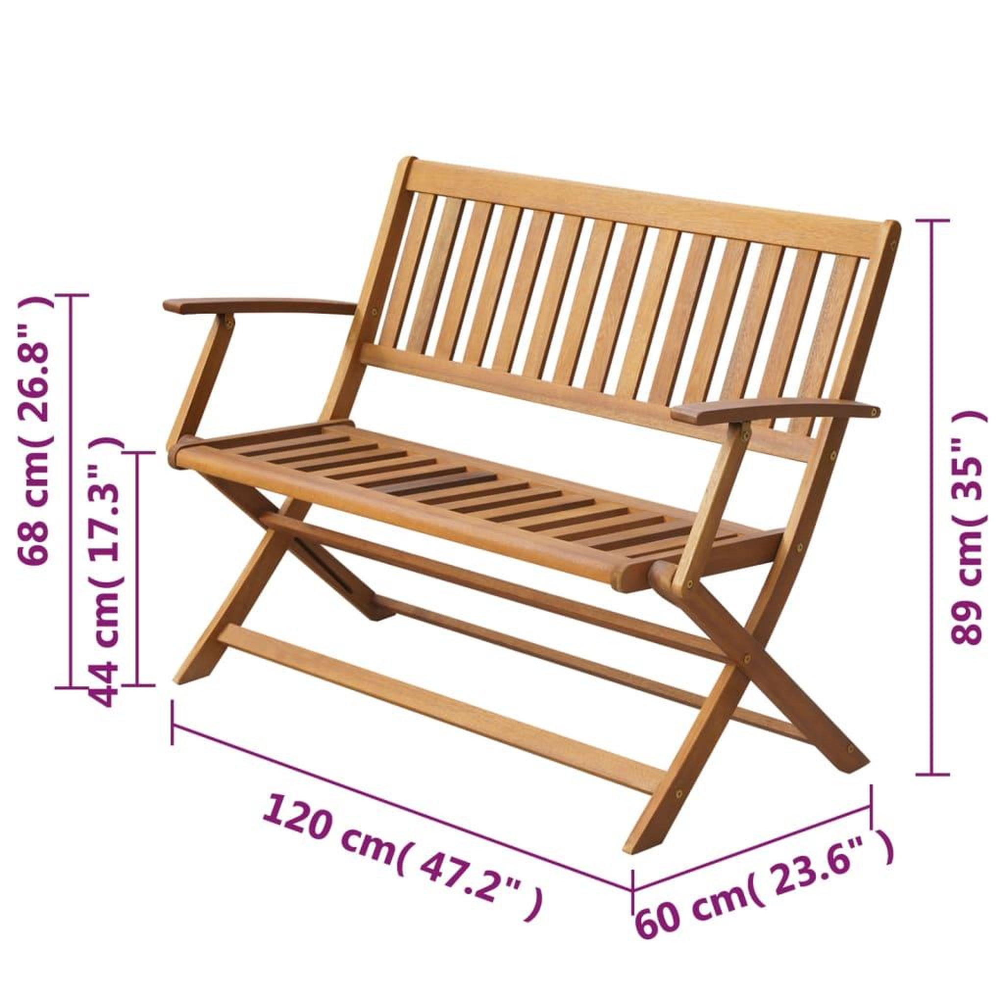 Voir la diapositive 5 : VIDAXL Banc de jardin 120 cm bois d'acacia solide