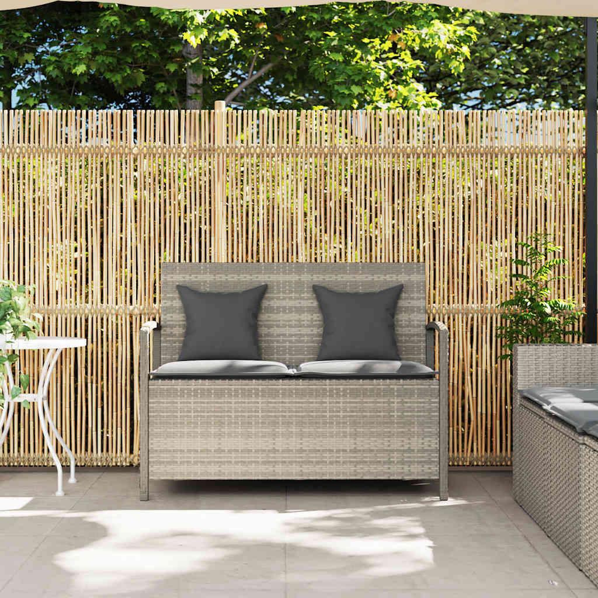 Voir la diapositive 3 : VIDAXL Banc de rangement de jardin avec coussin gris clair polyrotin