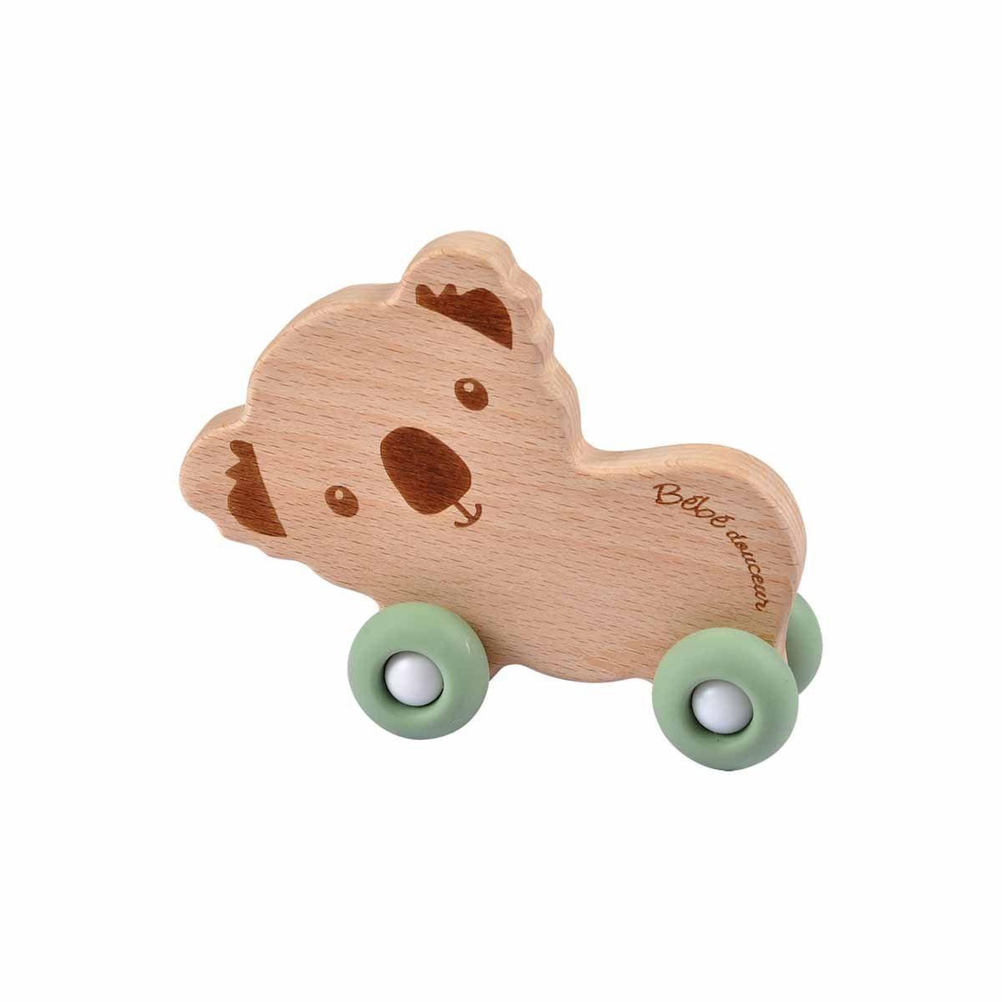 BEBE DOUCEUR Jouet d'Éveil Bébé  Koala avec Roulettes  12cm Vert