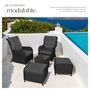 Voir la diapositive 4 : tectake Salon de jardin pour 2 à 4 personnes noir/gris