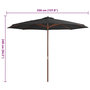 Voir la diapositive 4 : VIDAXL Parasol d'exterieur avec mat en bois 350 cm Anthracite