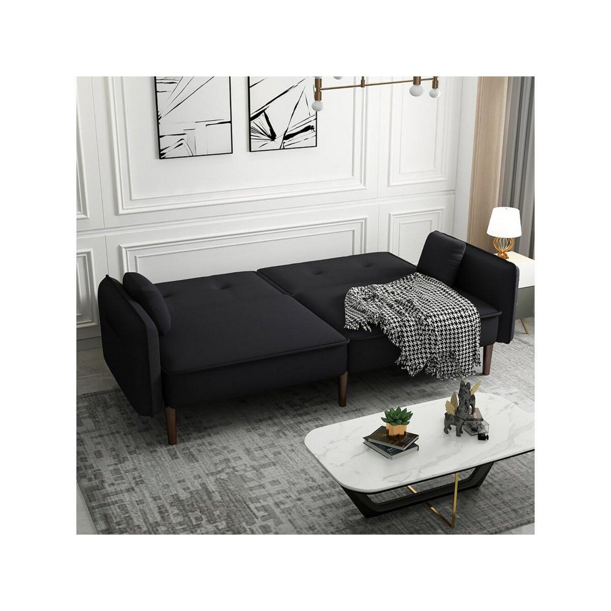 Habitat et Jardin Canapé droit convertible  Caspian  - Noir