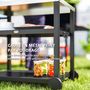 Voir la diapositive 5 : OUTSUNNY Desserte jardin - chariot pour plancha barbecue - 2 étagères, 4 + 1 crochets - métal gris plateau acier inox