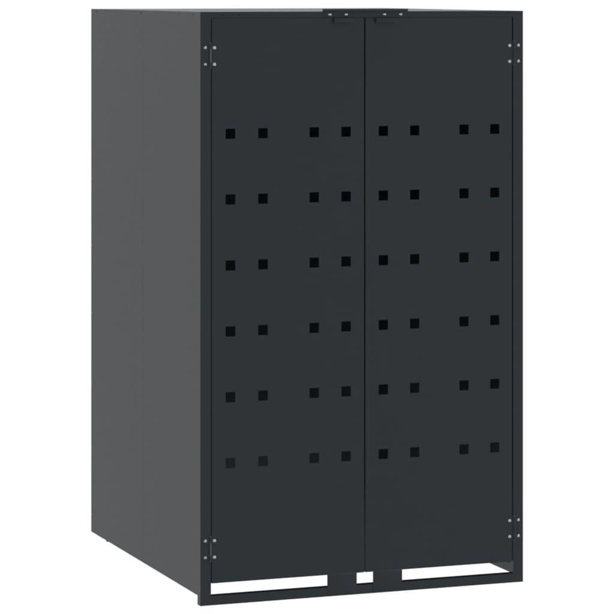 Voir la diapositive 4 : VIDAXL Rangement a roulettes pour poubelles pour 2 bacs anthracite