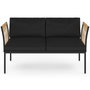 Voir la diapositive 5 : ID MARKET Salon de jardin bas RIO 4 places modulable structure métal noir, cordage effet rotin clair avec coussins noirs et table basse