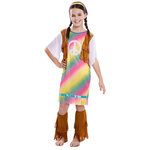 EURO CARNAVALES Déguisement Hippie Arc en Ciel - Fille - 10/12 ans (140 à 152 cm)