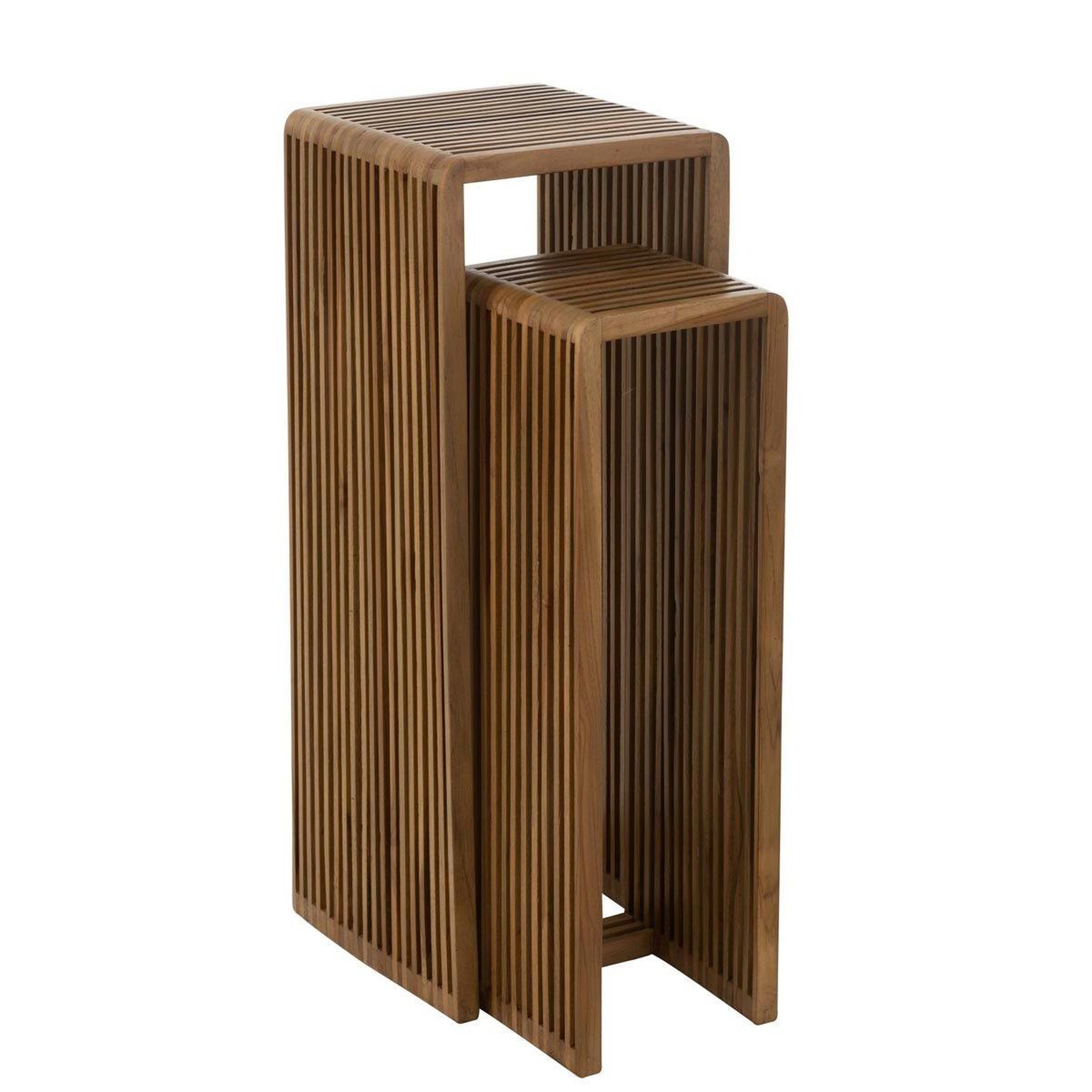 Voir la diapositive 6 : J-LINE Lot de 2 Tables d'Appoint en Bois  Teck  88cm Naturel