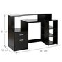 Voir la diapositive 3 : HOMCOM Bureau Informatique multimédia Design Multi-rangements 137 L x 55 l x 92 H cm noir
