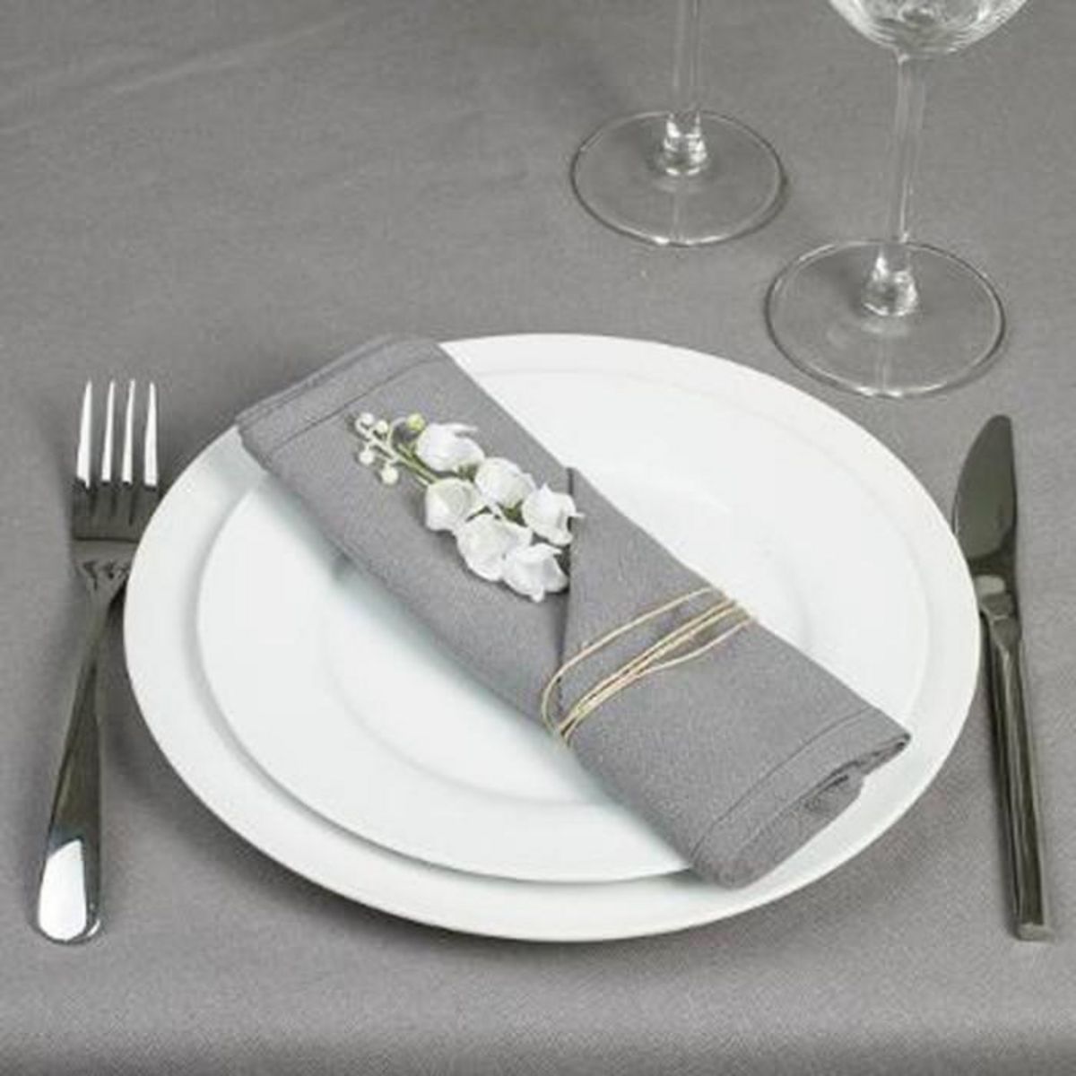 ATMOSPHERA Lot de 4 Serviettes de Table  Coton  40x40cm Gris Clair