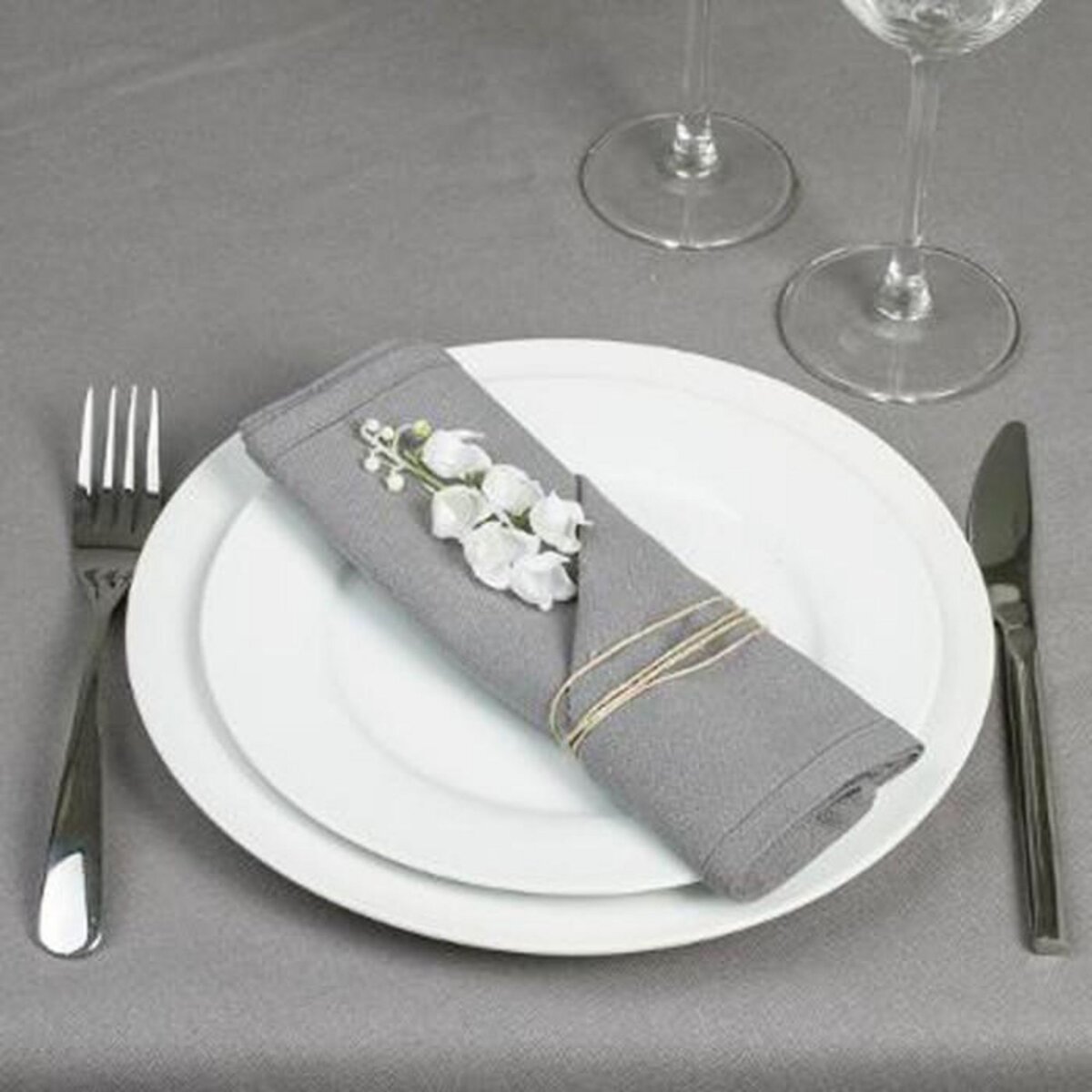 ATMOSPHERA Lot de 4 Serviettes de Table  Coton  40x40cm Gris Clair