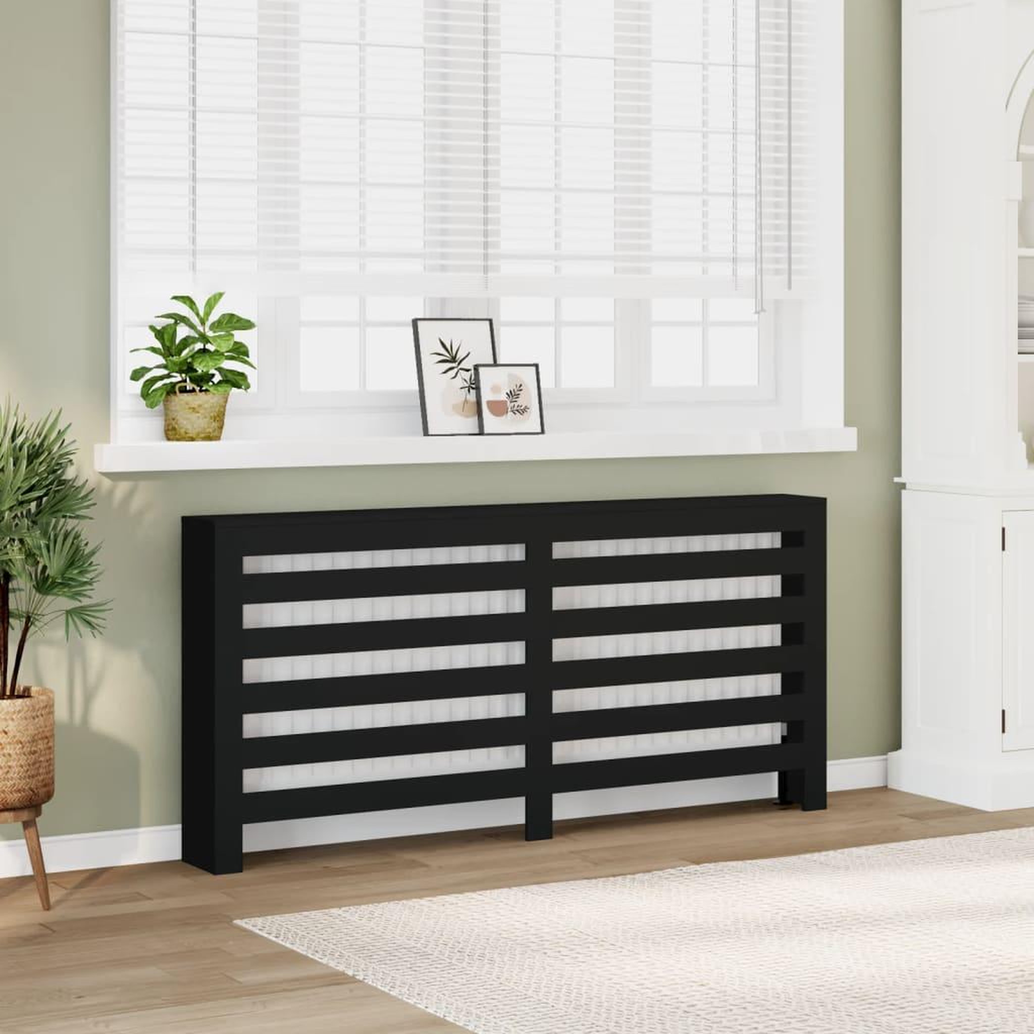 VIDAXL Cache-radiateur noir 175x20x82 cm bois d'ingenierie