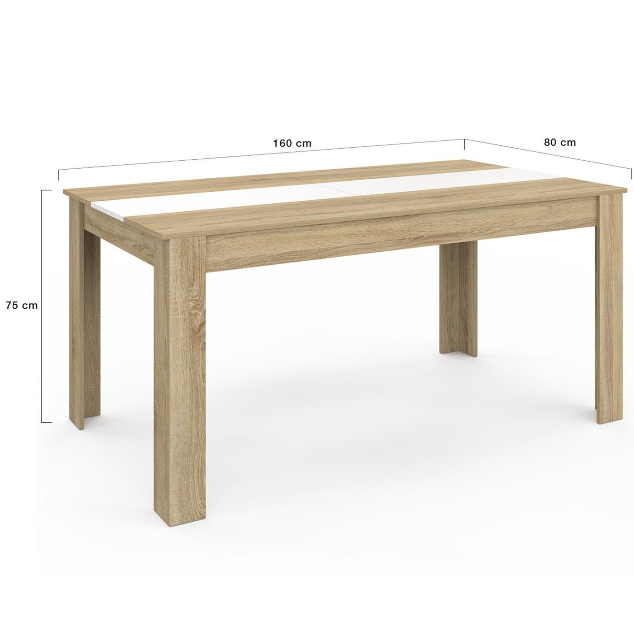 Voir la diapositive 4 : ID MARKET Table à manger rectangle georgia 8 personnes imitation hêtre et blanche 160 x 80 cm
