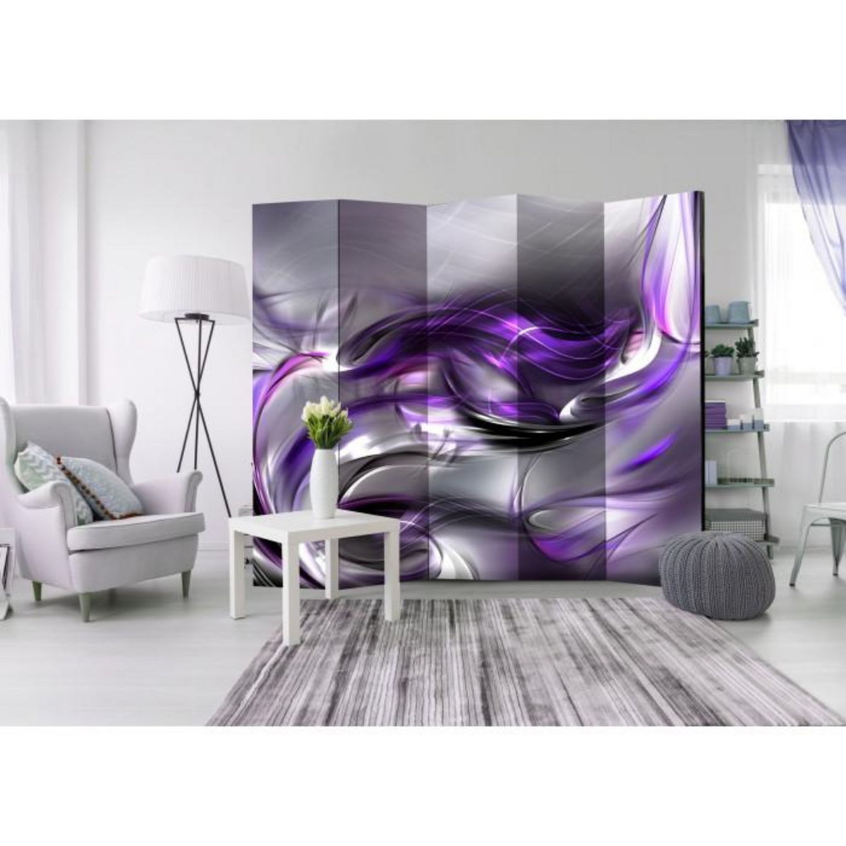 Paris Prix Paravent 5 Volets  Purple Swirls  172x225cm