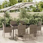 VIDAXL Ensemble a manger jardin et coussins 7 pcs gris rotin