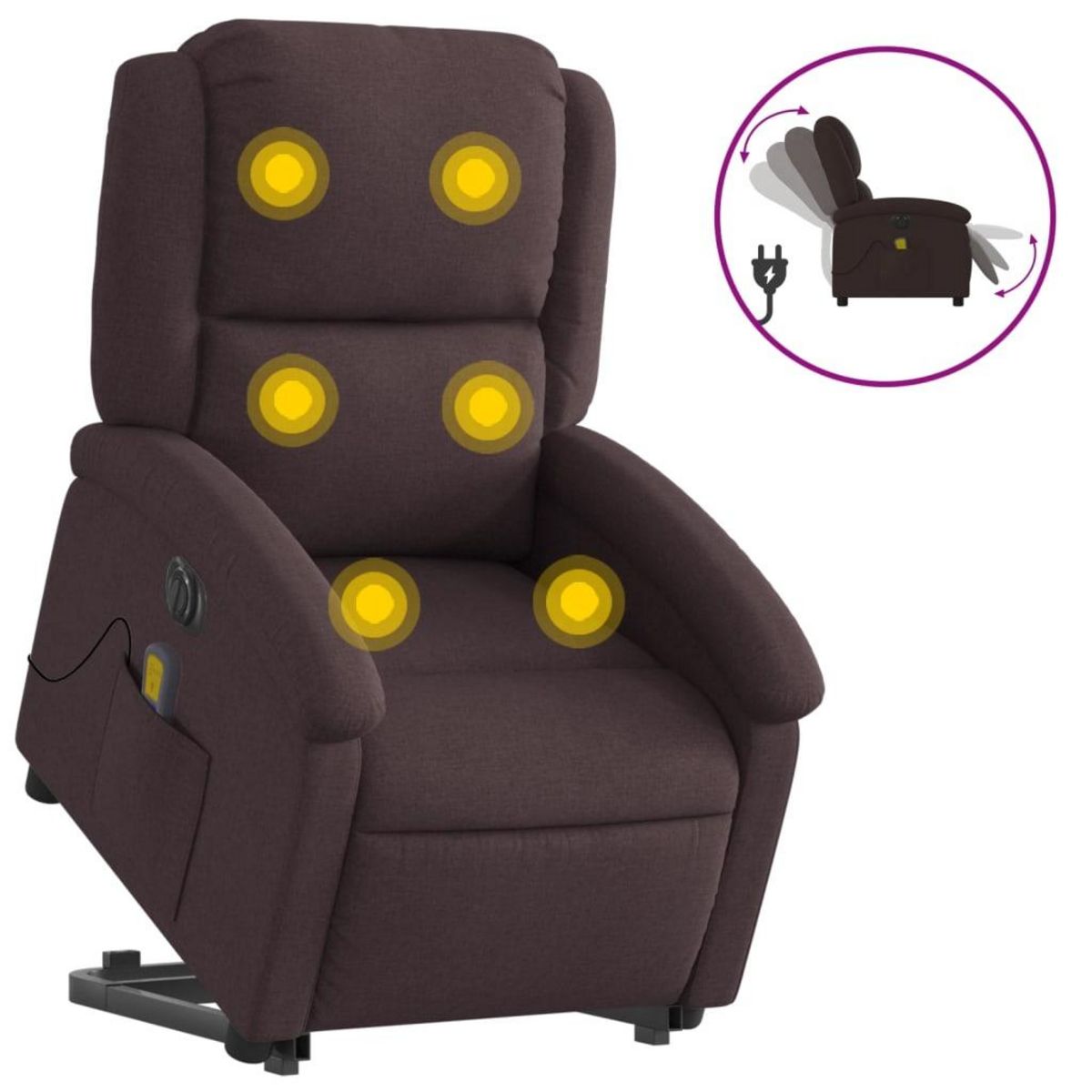 VIDAXL Fauteuil inclinable de massage electrique Marron fonce Tissu