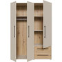 Voir la diapositive 3 : MARKET24 Armoire de chambre - Sable et Chene - 3 portes battantes - L144,4 x P58,8 x H200,1 cm - MOKKARIS