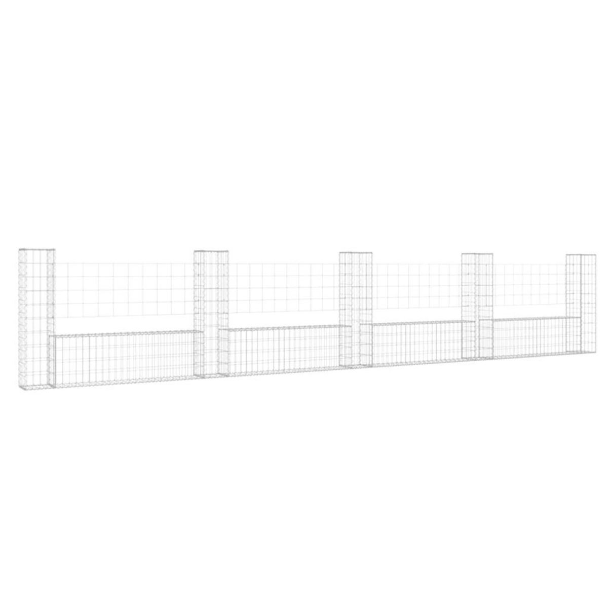 VIDAXL Panier de gabion en forme de U avec 5 poteaux Fer 500x20x100 cm