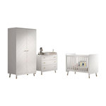 Vipack Ensemble 4 Pièces Billy blanc Lit Commode Plan À Langer Armoire