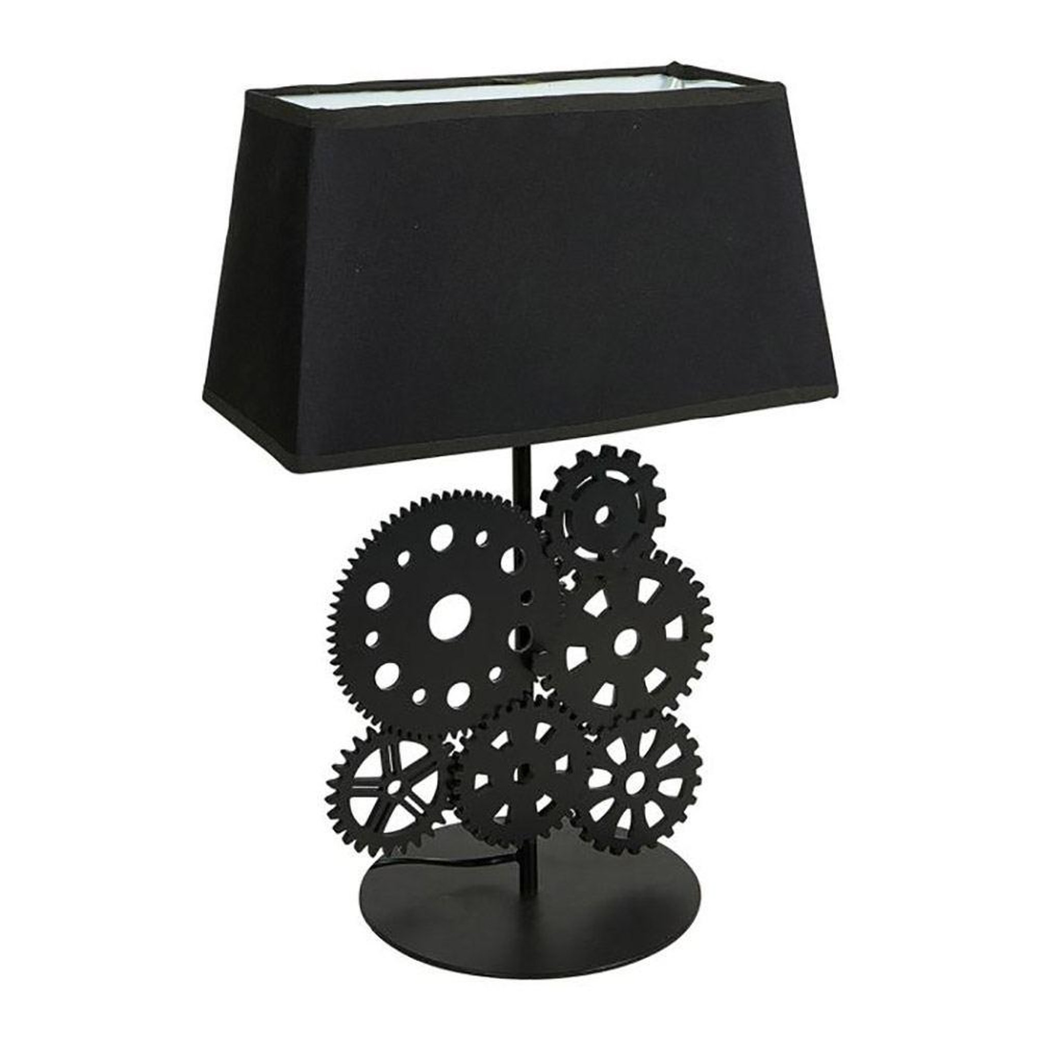 OSTARIA Lampe bois noir tissu rouages