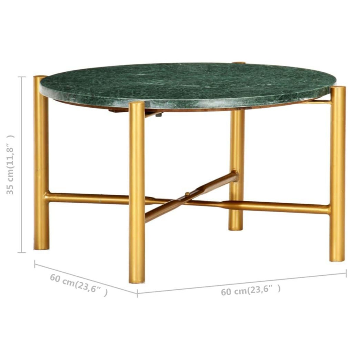 VIDAXL Table basse Vert 60x60x35 cm Pierre veritable et texture marbre